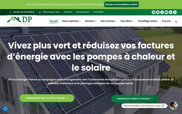 Client website: Solar energy and heat pumps