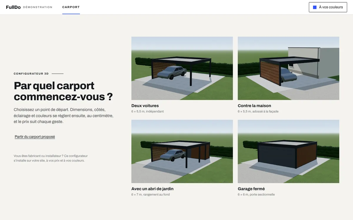 3D Configurator home page